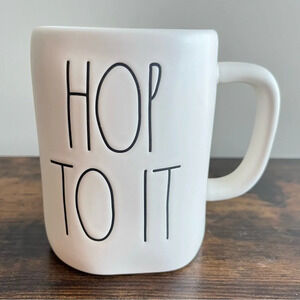 Rae Dunn| ‘Hop To It’ Spring Ceramic Hand-painted White Pink Mug